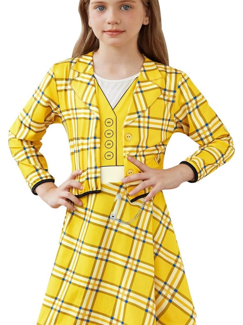 Girls' Yellow Plaid Clueless Halloween Costume Jacket & Dress Set